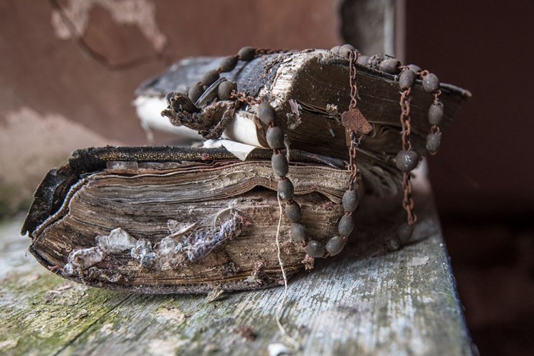 Treasured things (Bible and Rosary beads) from An Essence of Presence exhibition